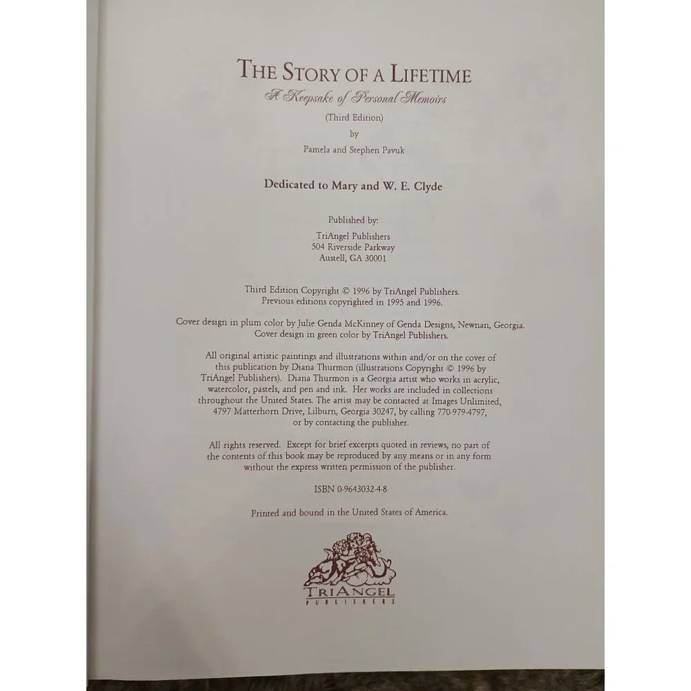 The Story Of A Lifetime: A Keepsake Of Personal Memoirs 3rd Edition By Pamela An
